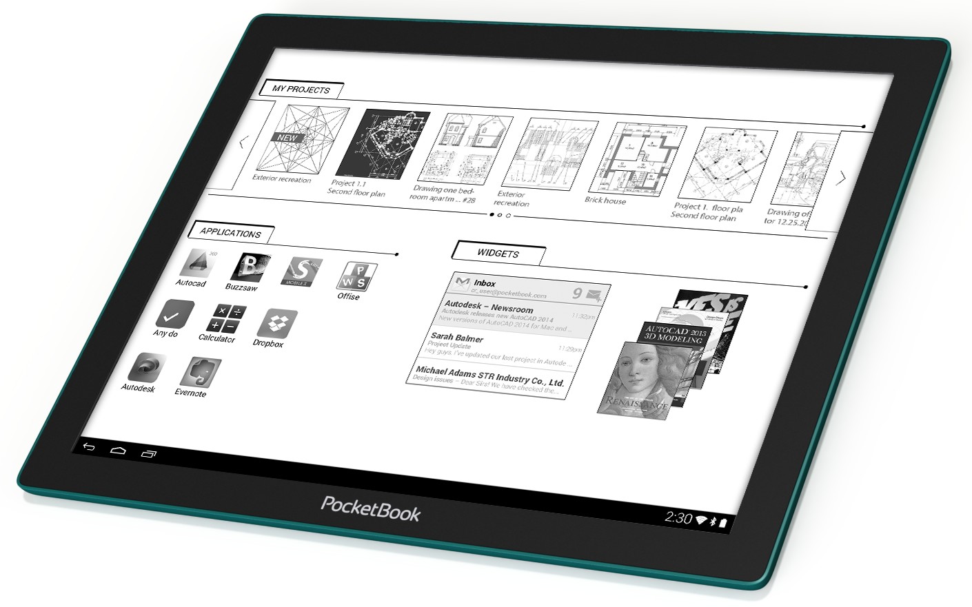PocketBook CAD Reader - уникальный 13" ридер-планшет c E-Ink Fina экраном и чертежным софтом